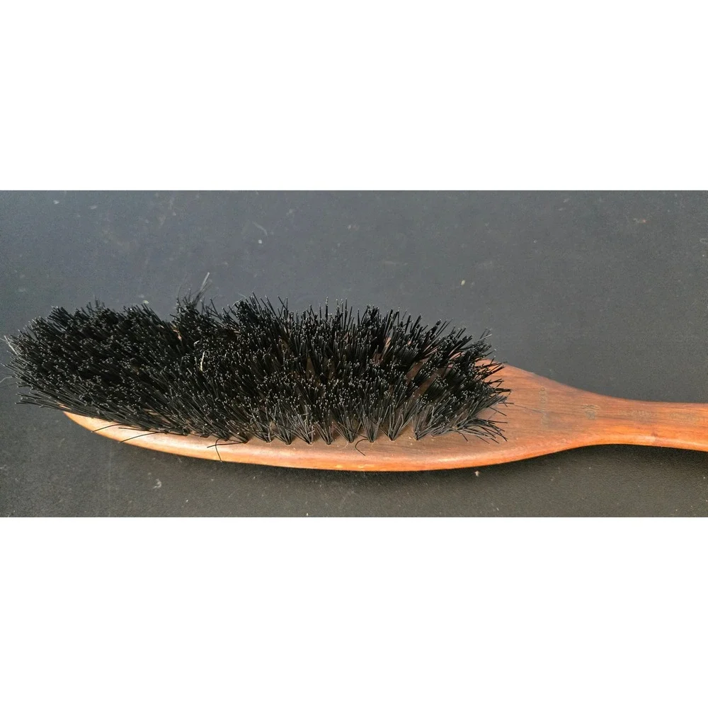 Vintage SAS Wooden Shoe Brush Dual Bristle with Integrated Shoe Horn Handle